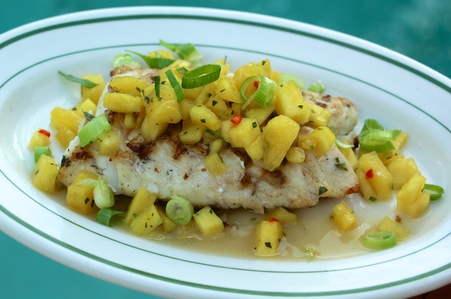 grouper with pineapple and kaffir lime
